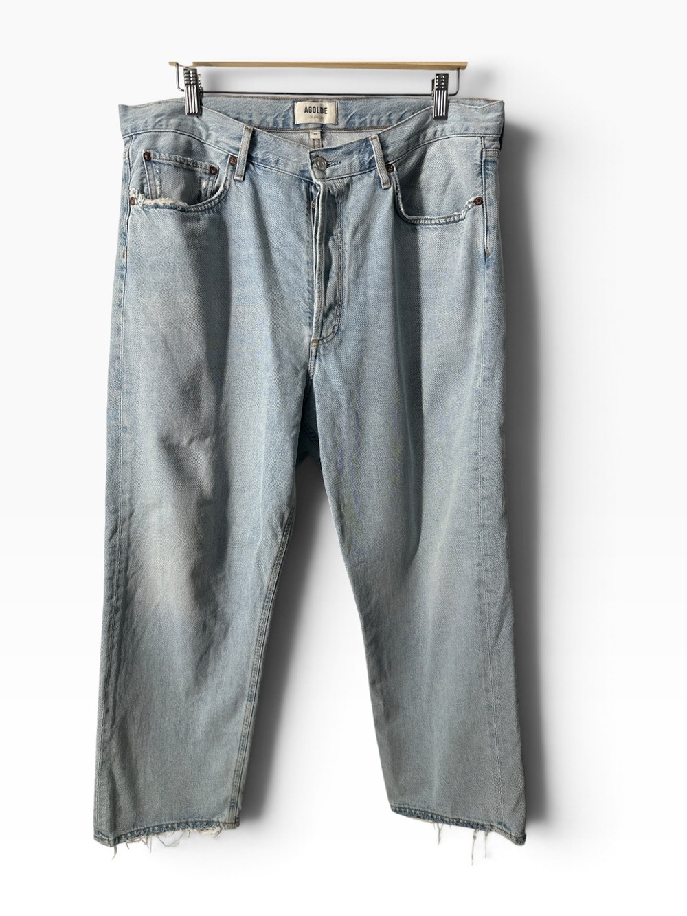 Agolde 90's Crop Straight Leg Jeans light denim y2k lightly distressed sz 32